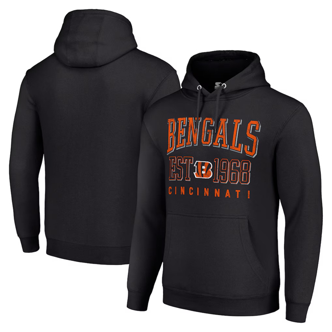 Men's Black Cincinnati Bengals Throwback Logo Pullover Hoodie